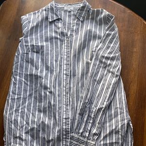 V neck button down